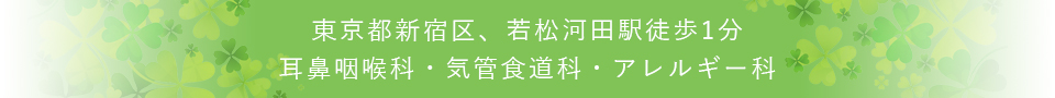 東京都新宿区、若松河田駅徒歩1分、耳鼻咽喉科・気管食道科・アレルギー科